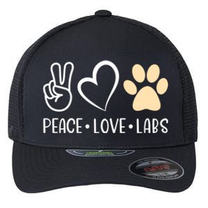 Peace Love Yellow Labs Labrador Lab Mom Valentine's Day Great Gift Flexfit Unipanel Trucker Cap