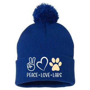 Peace Love Yellow Labs Labrador Lab Mom Valentine's Day Great Gift Pom Pom 12in Knit Beanie