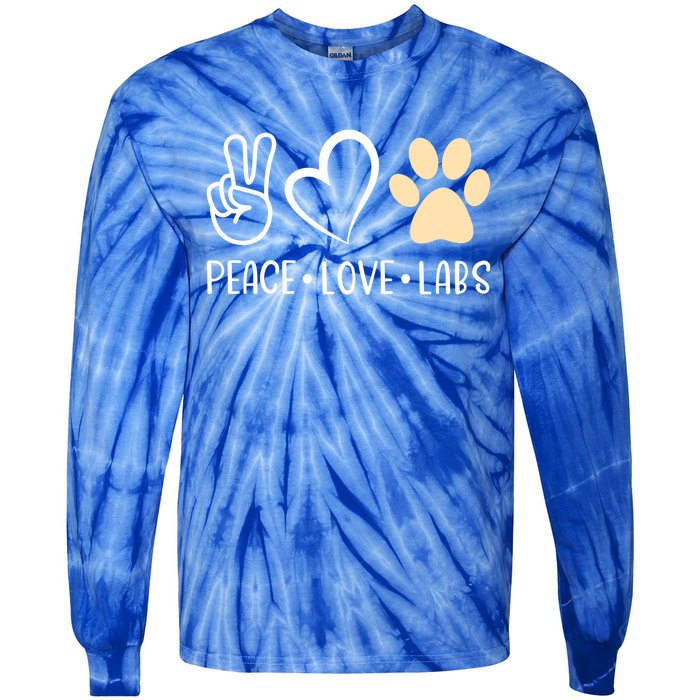 Peace Love Yellow Labs Labrador Lab Mom Valentine's Day Great Gift Tie-Dye Long Sleeve Shirt