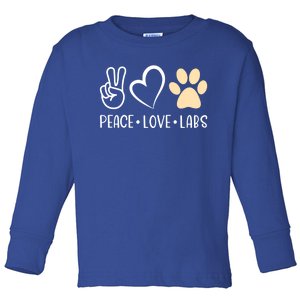 Peace Love Yellow Labs Labrador Lab Mom Valentine's Day Great Gift Toddler Long Sleeve Shirt