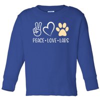 Peace Love Yellow Labs Labrador Lab Mom Valentine's Day Great Gift Toddler Long Sleeve Shirt