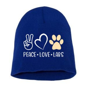 Peace Love Yellow Labs Labrador Lab Mom Valentine's Day Great Gift Short Acrylic Beanie