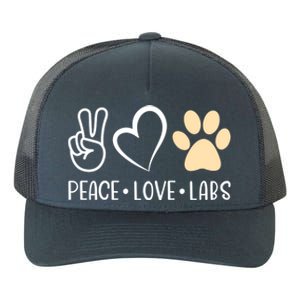 Peace Love Yellow Labs Labrador Lab Mom Valentine's Day Great Gift Yupoong Adult 5-Panel Trucker Hat