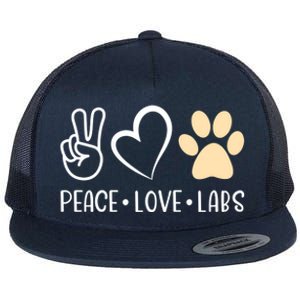 Peace Love Yellow Labs Labrador Lab Mom Valentine's Day Great Gift Flat Bill Trucker Hat