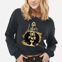 Power Libra Zodiac Meaningful Gift Cropped Pullover Crew
