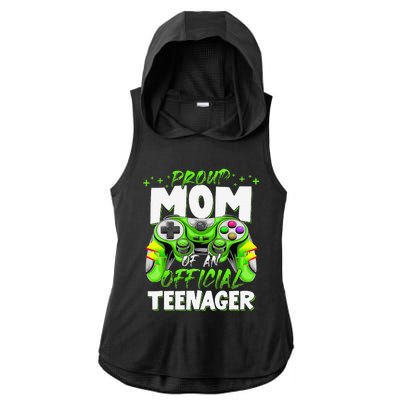 Proud Mom 13th Birthday Video Gamer Gift Ladies PosiCharge Tri-Blend Wicking Draft Hoodie Tank