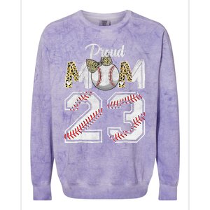 Proud Mom 23 Graduation Mother's Day Baseball Leopard Colorblast Crewneck Sweatshirt