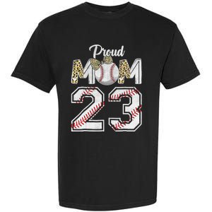 Proud Mom 23 Graduation Mother's Day Baseball Leopard Garment-Dyed Heavyweight T-Shirt