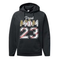 Proud Mom 23 Graduation Mother's Day Baseball Leopard Performance Fleece Hoodie