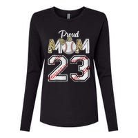 Proud Mom 23 Graduation Mother's Day Baseball Leopard Womens Cotton Relaxed Long Sleeve T-Shirt