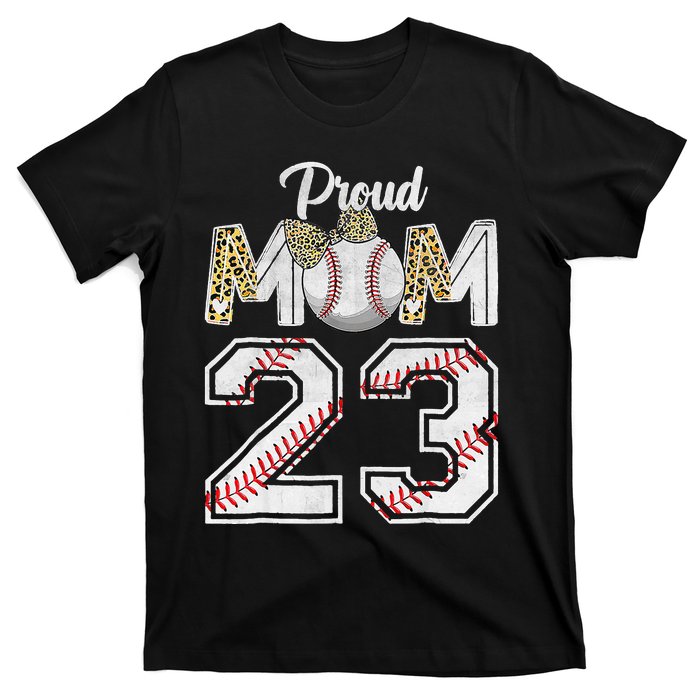 Proud Mom 23 Graduation Mother's Day Baseball Leopard T-Shirt