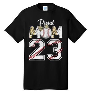 Proud Mom 23 Graduation Mother's Day Baseball Leopard Tall T-Shirt