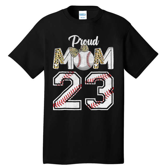 Proud Mom 23 Graduation Mother's Day Baseball Leopard Tall T-Shirt