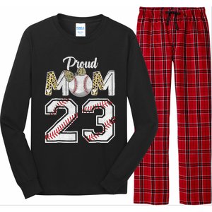 Proud Mom 23 Graduation Mother's Day Baseball Leopard Long Sleeve Pajama Set