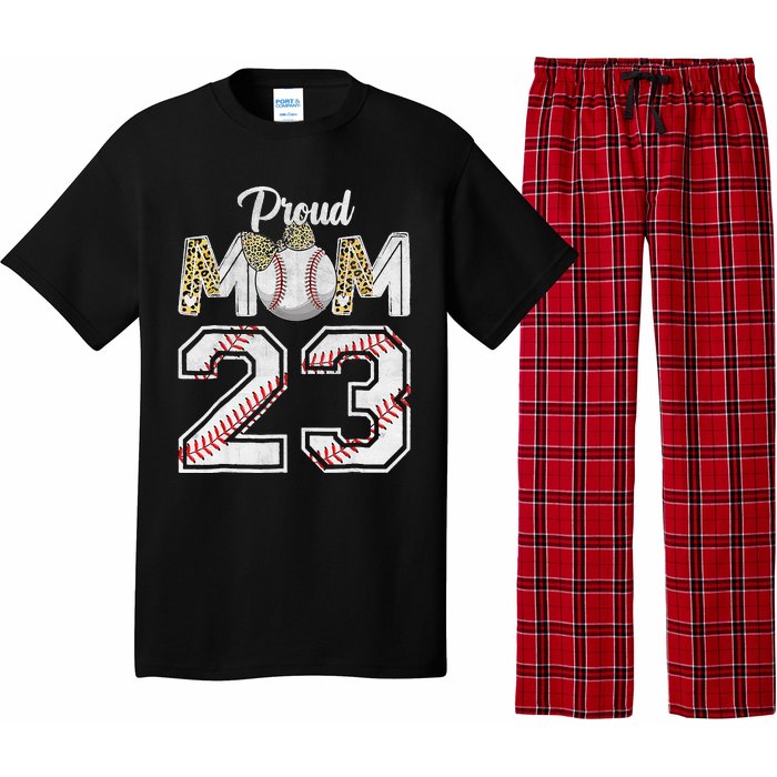 Proud Mom 23 Graduation Mother's Day Baseball Leopard Pajama Set