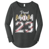 Proud Mom 23 Graduation Mother's Day Baseball Leopard Women's Perfect Tri Tunic Long Sleeve Shirt