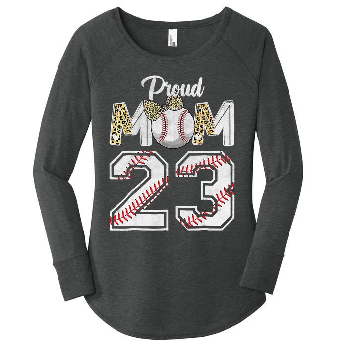 Proud Mom 23 Graduation Mother's Day Baseball Leopard Women's Perfect Tri Tunic Long Sleeve Shirt