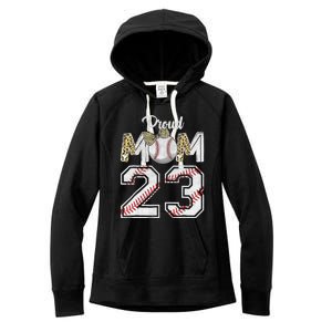 Proud Mom 23 Graduation Mother's Day Baseball Leopard Women's Fleece Hoodie