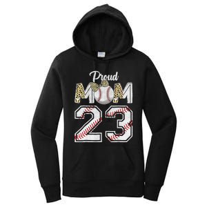 Proud Mom 23 Graduation Mother's Day Baseball Leopard Women's Pullover Hoodie