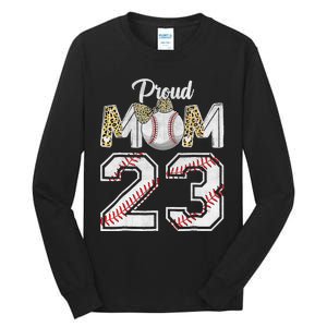 Proud Mom 23 Graduation Mother's Day Baseball Leopard Tall Long Sleeve T-Shirt