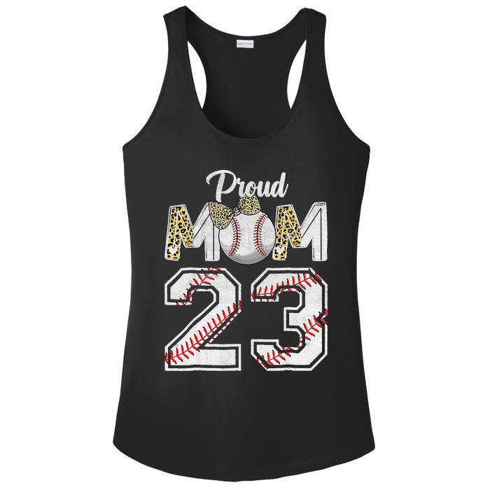 Proud Mom 23 Graduation Mother's Day Baseball Leopard Ladies PosiCharge Competitor Racerback Tank