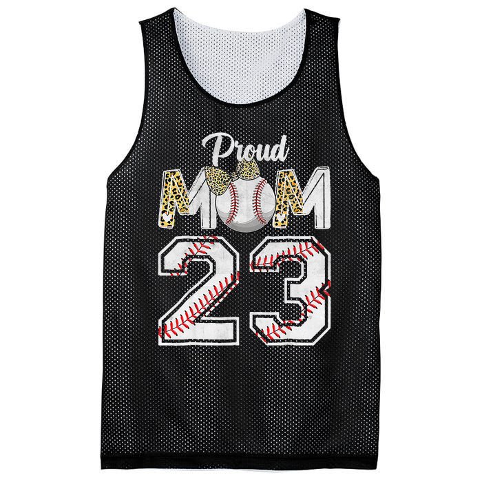 Proud Mom 23 Graduation Mother's Day Baseball Leopard Mesh Reversible Basketball Jersey Tank