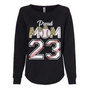 Proud Mom 23 Graduation Mother's Day Baseball Leopard Womens California Wash Sweatshirt