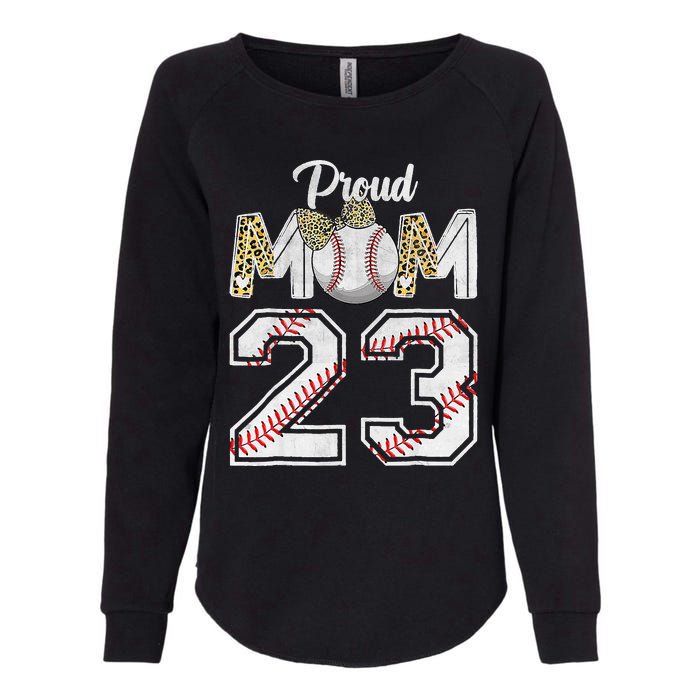 Proud Mom 23 Graduation Mother's Day Baseball Leopard Womens California Wash Sweatshirt