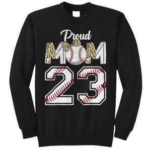 Proud Mom 23 Graduation Mother's Day Baseball Leopard Tall Sweatshirt