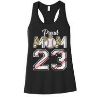 Proud Mom 23 Graduation Mother's Day Baseball Leopard Women's Racerback Tank