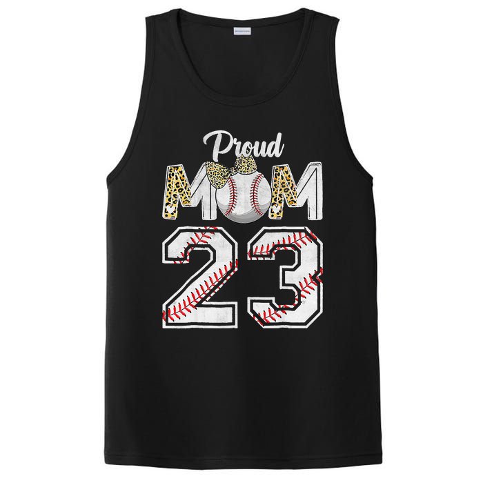 Proud Mom 23 Graduation Mother's Day Baseball Leopard PosiCharge Competitor Tank