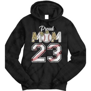 Proud Mom 23 Graduation Mother's Day Baseball Leopard Tie Dye Hoodie