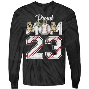 Proud Mom 23 Graduation Mother's Day Baseball Leopard Tie-Dye Long Sleeve Shirt