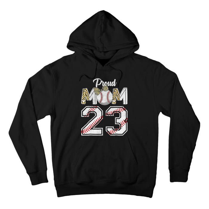 Proud Mom 23 Graduation Mother's Day Baseball Leopard Tall Hoodie