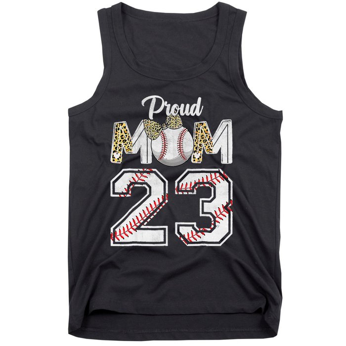 Proud Mom 23 Graduation Mother's Day Baseball Leopard Tank Top