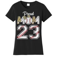 Proud Mom 23 Graduation Mother's Day Baseball Leopard Women's T-Shirt