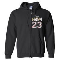 Proud Mom 23 Graduation Mother's Day Baseball Leopard Full Zip Hoodie