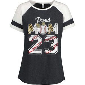 Proud Mom 23 Graduation Mother's Day Baseball Leopard Enza Ladies Jersey Colorblock Tee