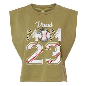 Proud Mom 23 Graduation Mother's Day Baseball Leopard Garment-Dyed Women's Muscle Tee