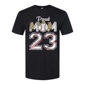 Proud Mom 23 Graduation Mother's Day Baseball Leopard Softstyle CVC T-Shirt