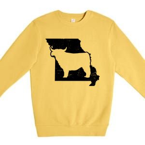 Patriotic Missouri 4th July Design Highland Cow Gift Premium Crewneck Sweatshirt