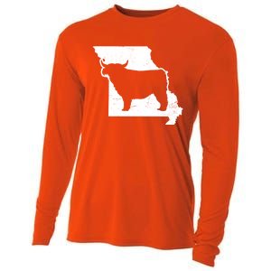 Patriotic Missouri 4th July Design Highland Cow Gift Cooling Performance Long Sleeve Crew