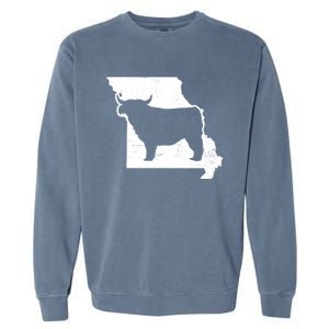 Patriotic Missouri 4th July Design Highland Cow Gift Garment-Dyed Sweatshirt