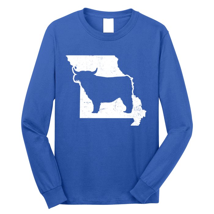 Patriotic Missouri 4th July Design Highland Cow Gift Long Sleeve Shirt