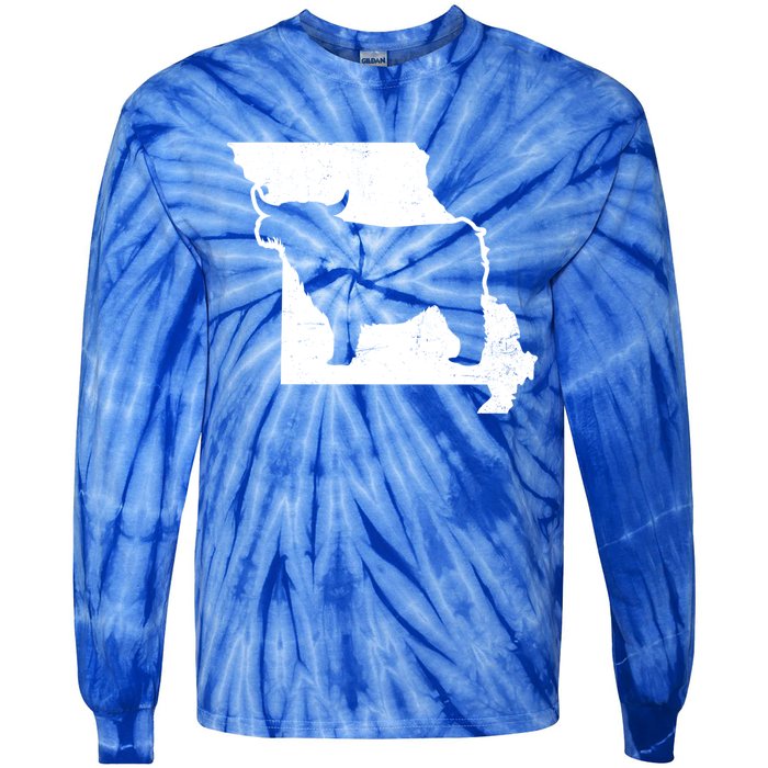 Patriotic Missouri 4th July Design Highland Cow Gift Tie-Dye Long Sleeve Shirt