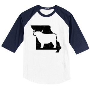 Patriotic Missouri 4th July Design Highland Cow Gift Baseball Sleeve Shirt