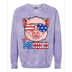 Pig Merica 4th of July American Flag USA Colorblast Crewneck Sweatshirt