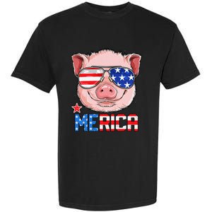 Pig Merica 4th of July American Flag USA Garment-Dyed Heavyweight T-Shirt