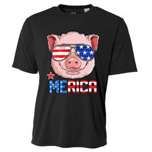 Pig Merica 4th of July American Flag USA Cooling Performance Crew T-Shirt