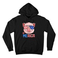 Pig Merica 4th of July American Flag USA Hoodie